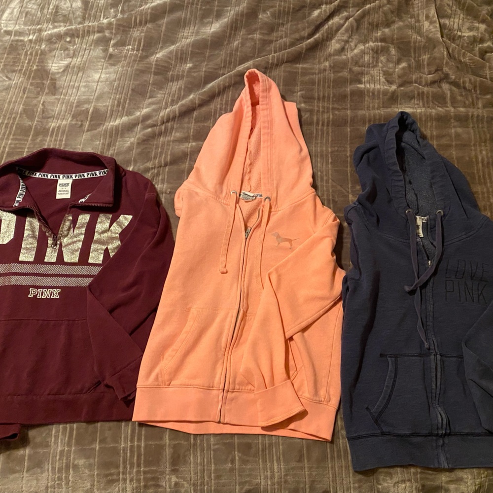 Victoria's Secret PINK Hoodies Set - Burgundy, Peach, and Navy